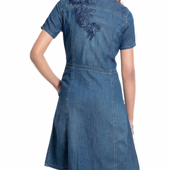 OLGYN Women’s Embroidered Denim Dress - Picture 2 of 4
